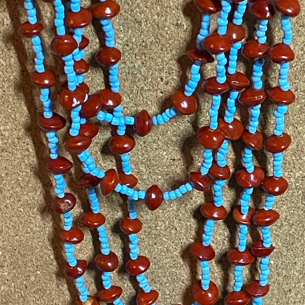 Aqua Blue Layered Bead Statement Necklace & Bangle
